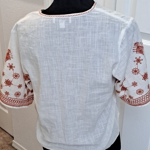 NWT Boho Calligraphie Cream Blouse With Front Tie Size S - Picture 6 of 13